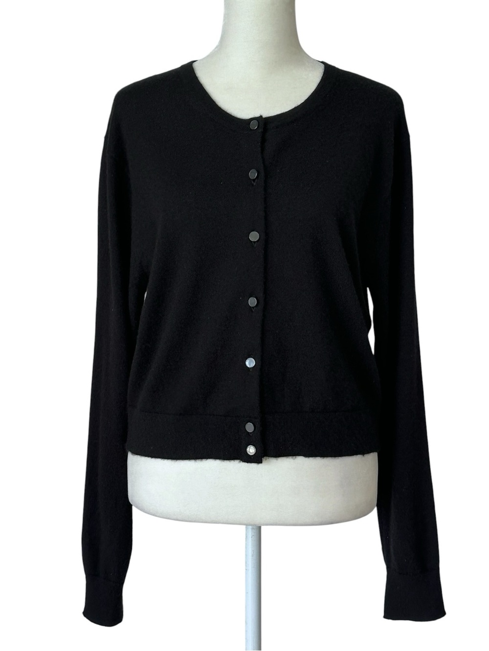 J. Crew Women's Black Featherweight Cashmere Cardigan Quiet Luxury Size Medium - Picture 2 of 8